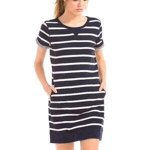GAP Navy Blue Striped Sweatshirt Dress XS Nautical Preppy Vacation Coastal